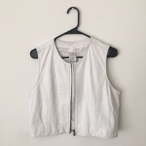 Vintage White Leather Vest